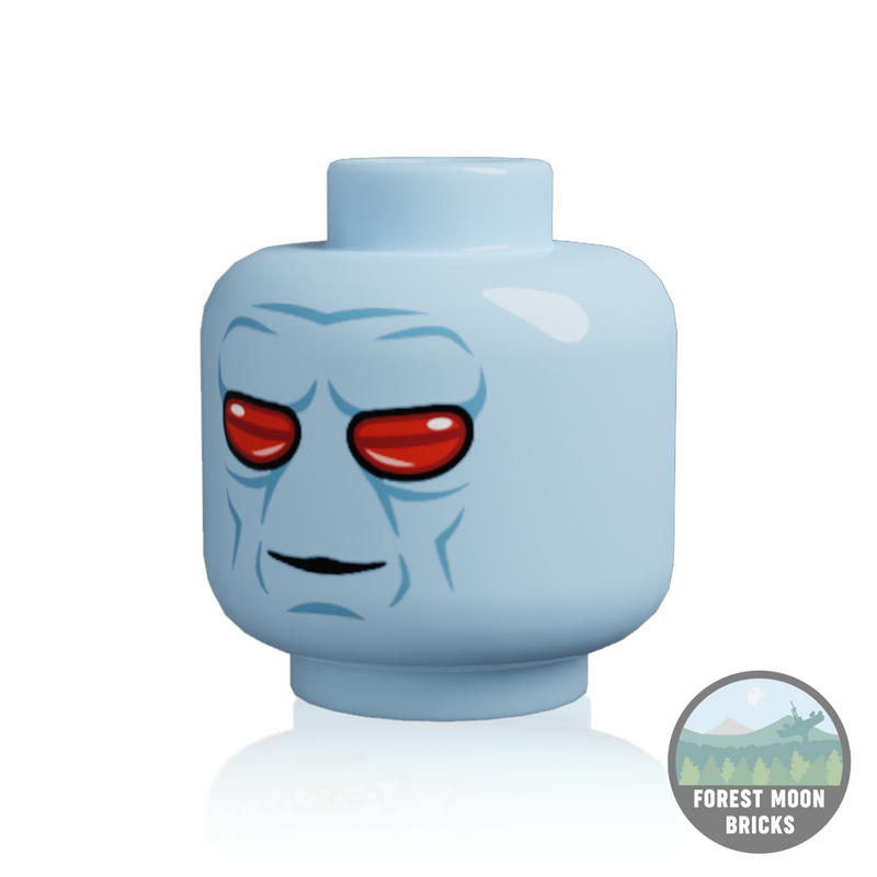 Alien Heads Duros - Light Blue Smile Minifigure Head